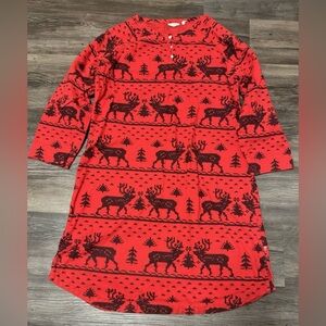🔥Woolrich Christmas Pajama Top Women’s Red Black Flannel Elk Button  Size M
